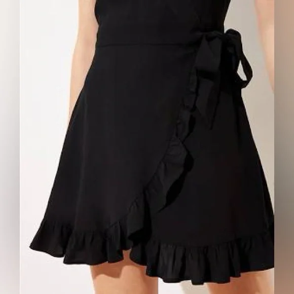 LOFT Black Wrap Skort Romper - Picture 3 of 3